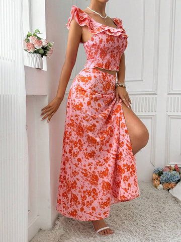 Women Fashionable Printed Two-Piece For Summer Vacation Style