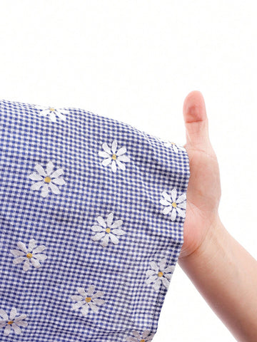 Women Plaid Daisy Floral Print Spaghetti Strap Casual Summer Dress