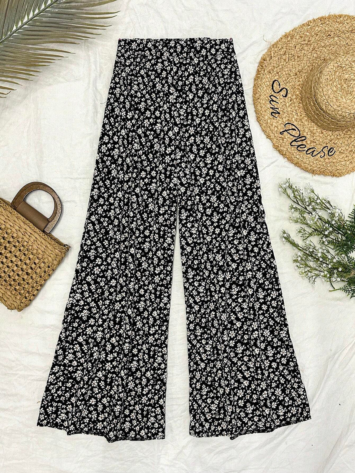 WYWH Women's Casual-Fitting Floral Printed Vacation Leisure Pants