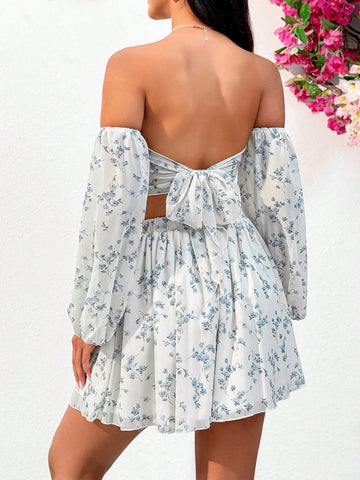 Women's Casual Two-Piece Set With Small Floral Print