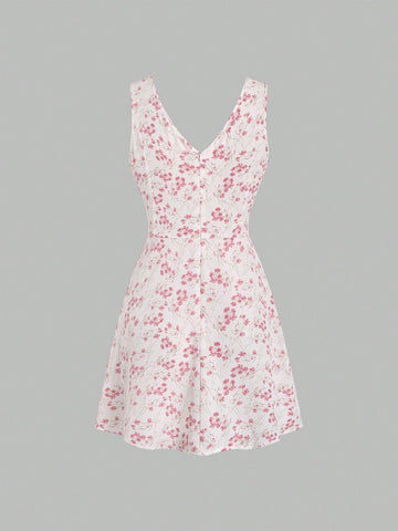 Women's Ditsy Floral Sleeveless Summer Holiday Dress