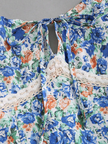 Women's Ditsy Floral Tie Shoulder Holiday Cami Dress For Summer