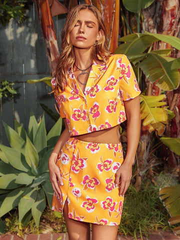 WYWH Women's Fashionable Summer Holiday Style Printed Midi Skirt