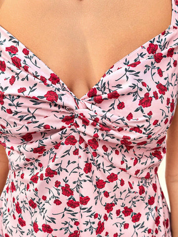 Women's Floral Print Ruffled Romper