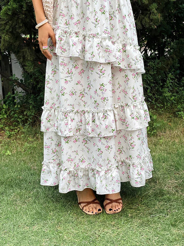WYWH Women's Floral Printed Layered Skirt