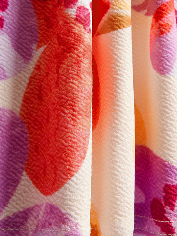 Women's Floral Printed Strapless Dress, Vacation Style