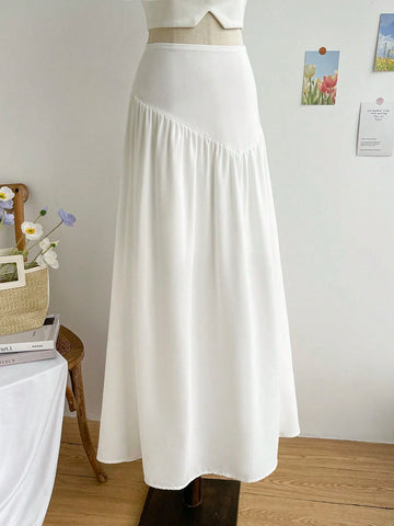 WYWH Women's High Waist Asymmetric Ruffled Romantic Casual Holiday Skirt