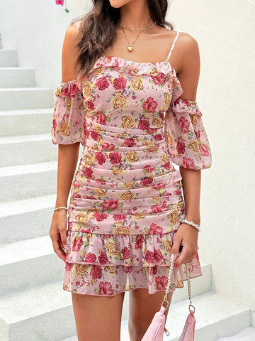 Women's Off-Shoulder Floral Print Dress