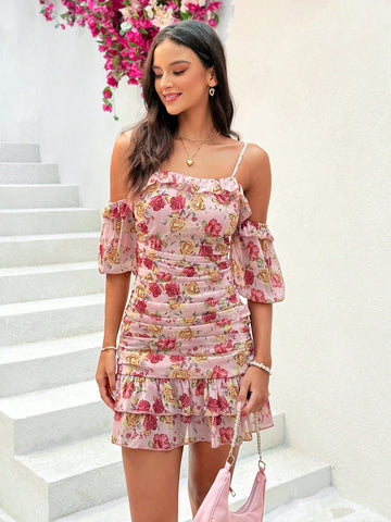 Women's Off-Shoulder Floral Print Dress