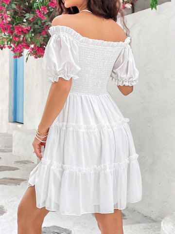 Women's Off-Shoulder Puff Sleeve Dress