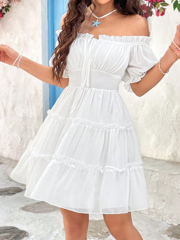 Women's Off-Shoulder Puff Sleeve Dress