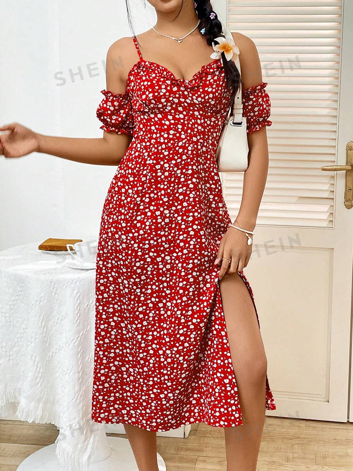 Women's Off Shoulder Floral Print Vacation Style Dress