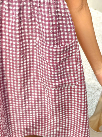 Women's Plaid Double Pocket Dress