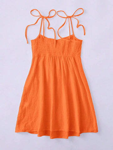 Women's Solid Color Simple Woven Spaghetti Strap Daily Sundress