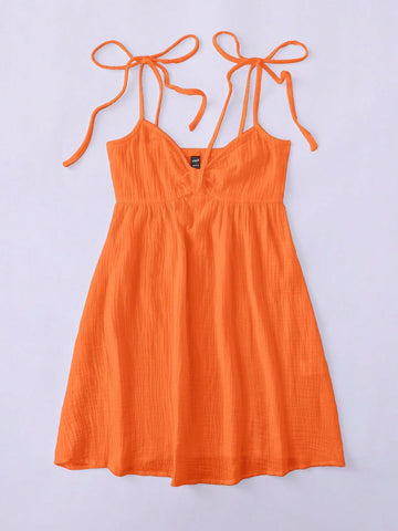 Women's Solid Color Simple Woven Spaghetti Strap Daily Sundress