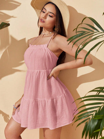 Women's Summer Backless Criss-Cross Strap Dress
