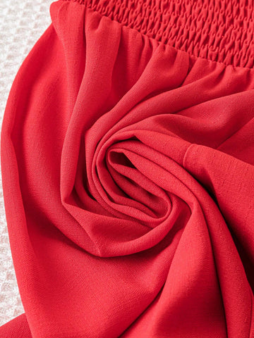 Women's Summer Vacation Romper With Cute Country Style Red Off-Shoulder, Bow-Tie And Cherry Decorated Front And Back Pieces For Graduation Parties