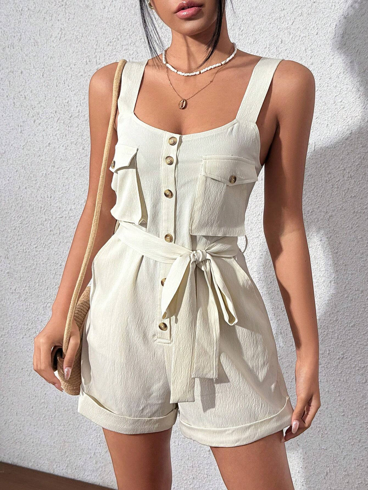Women's Utility Waist Tie Sleeveless Jumpsuit