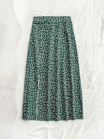 WYWH Women's Vacation Ditsy Floral Casual Slit Skirt