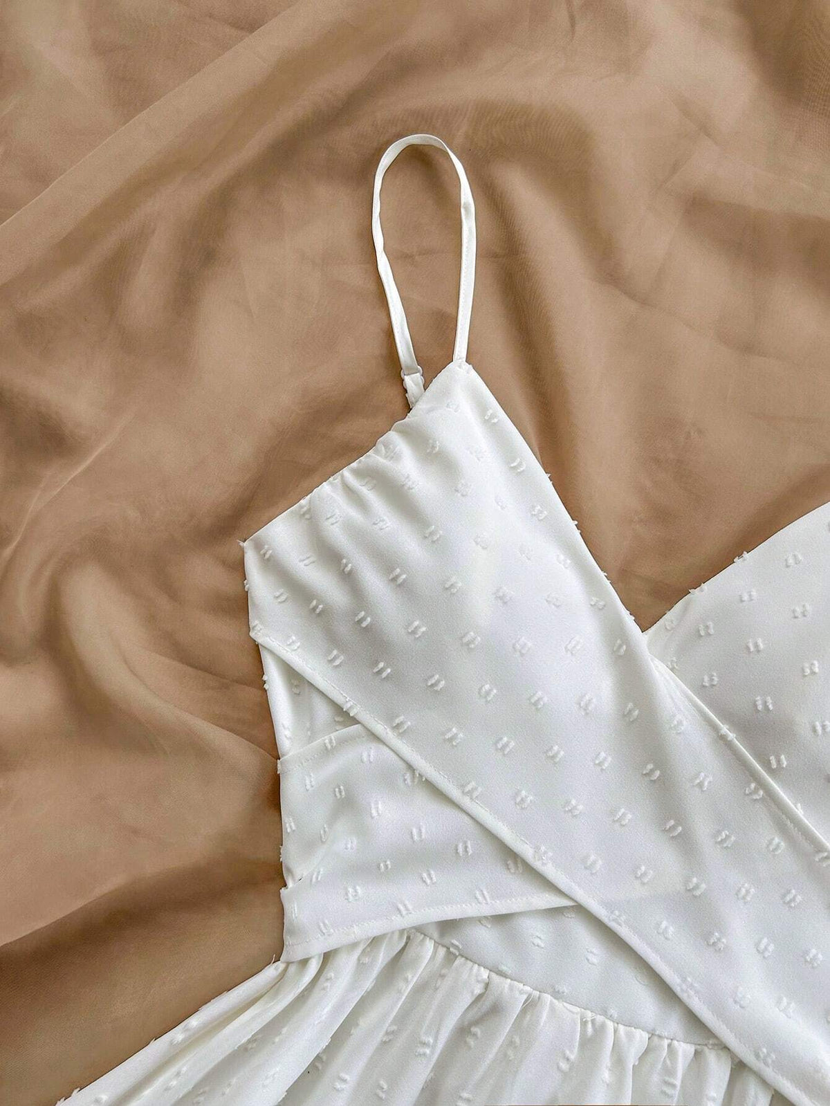 Women's Vacation Summer Casual White Cutout Floral Texture Back Tie Bow Romper With Ruffled Hem And High Waist Design