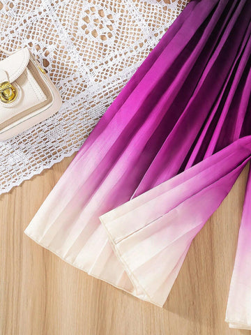 Warm Vacation Girl's Summer-To-Fall Outfit, Sweet Rainbow Colored Two-Piece Set With Tank Top And Long Pants