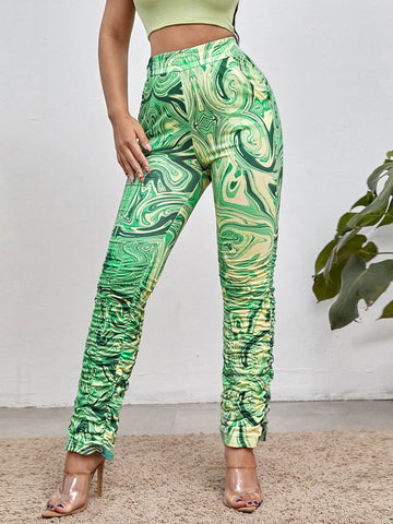 Water Ripple Print Stacked Sweatpants