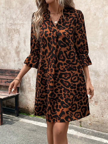 Chinese Style Floral Print 3/4 Sleeve Stand Collar White Women Short Dress, Autumn