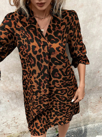 Chinese Style Floral Print 3/4 Sleeve Stand Collar White Women Short Dress, Autumn