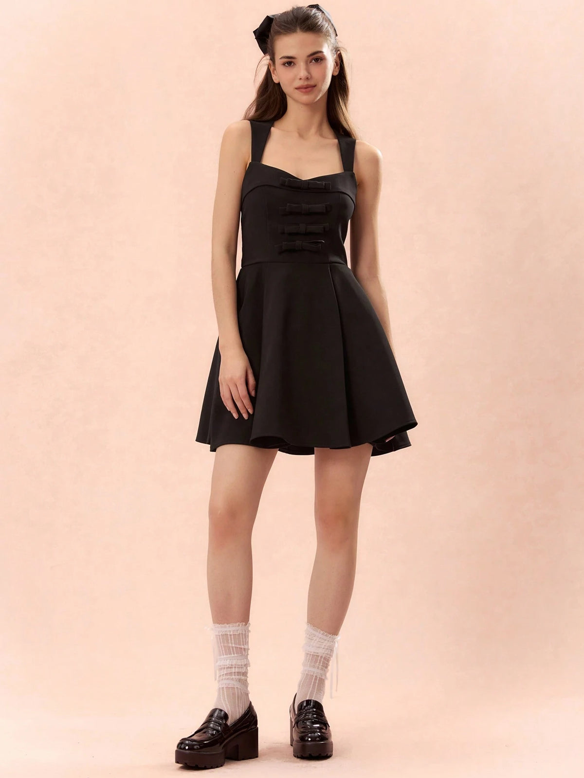 Solid Color Thick Strap Sleeveless Dress