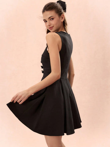 Solid Color Thick Strap Sleeveless Dress