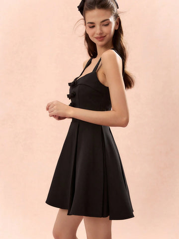 Solid Color Thick Strap Sleeveless Dress