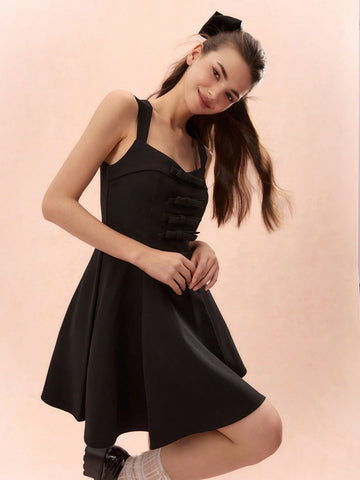 Solid Color Thick Strap Sleeveless Dress