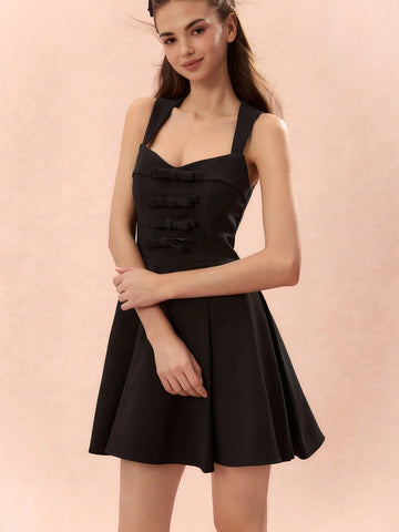 Solid Color Thick Strap Sleeveless Dress