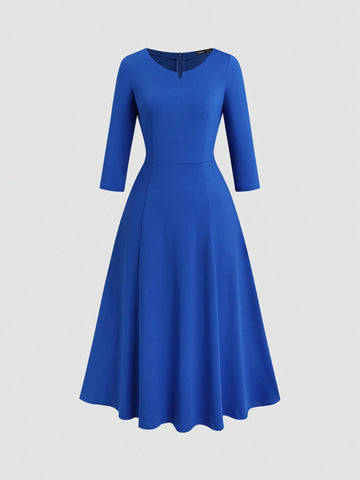 Casual/Work 3/4 Sleeve Mid-Length Dress, Comfortable Wear For Spring/Autumn