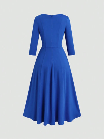 Casual/Work 3/4 Sleeve Mid-Length Dress, Comfortable Wear For Spring/Autumn