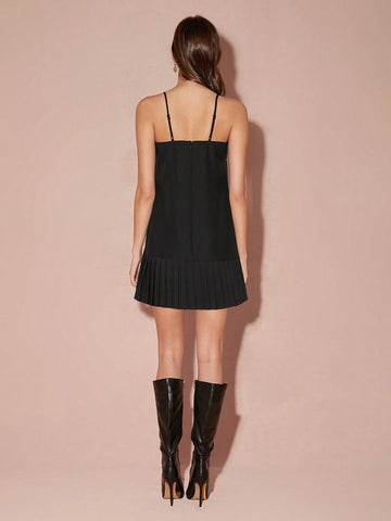 Glitter Black Slip Dress, Pressed Ruffles, Bow, Christmas Dress, Date Dress, Party Dress,Fall Winte