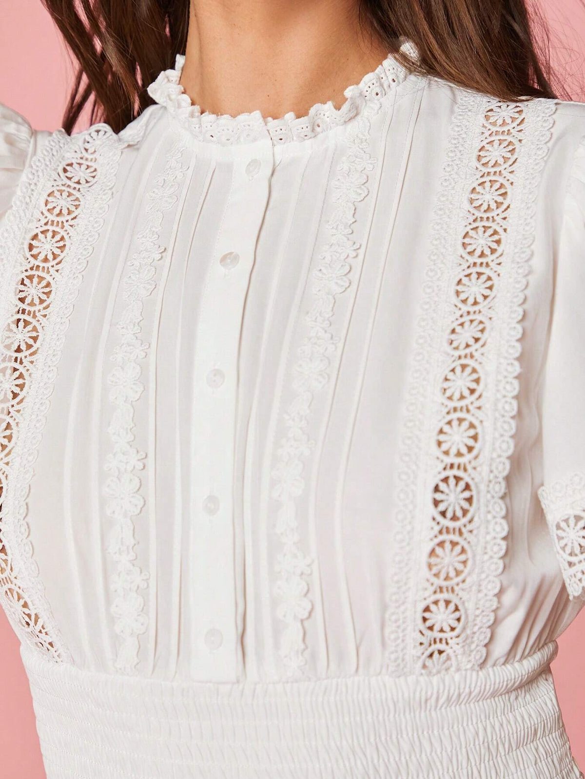 Women's Holiday White Cute Fashionable Sweet Embroidery Cinched Waist Shirt For Summer
