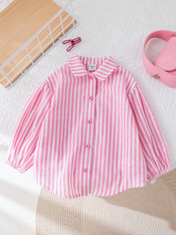 Womens Loose Fit Striped Collared Casual Shirt