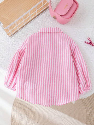 Womens Loose Fit Striped Collared Casual Shirt
