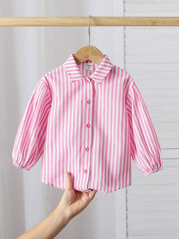 Womens Loose Fit Striped Collared Casual Shirt