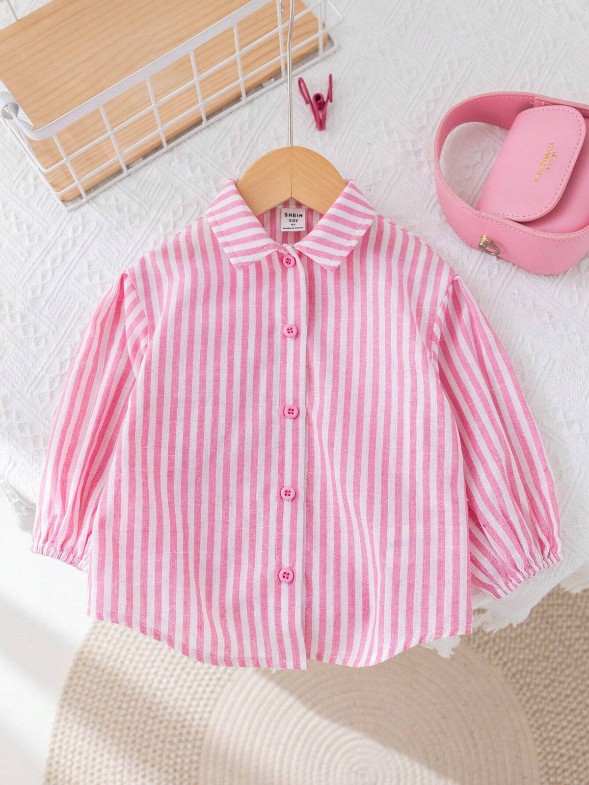 Womens Loose Fit Striped Collared Casual Shirt