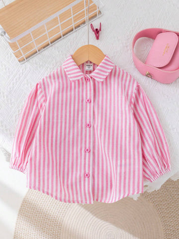 Womens Loose Fit Striped Collared Casual Shirt