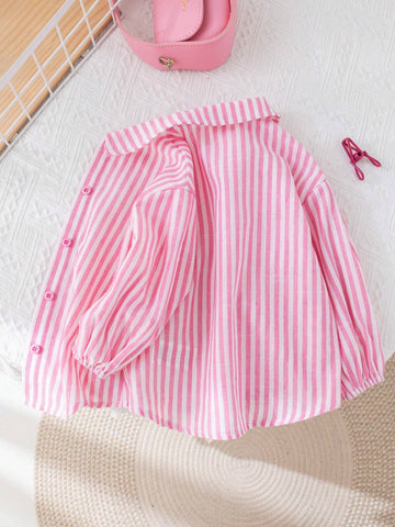 Womens Loose Fit Striped Collared Casual Shirt