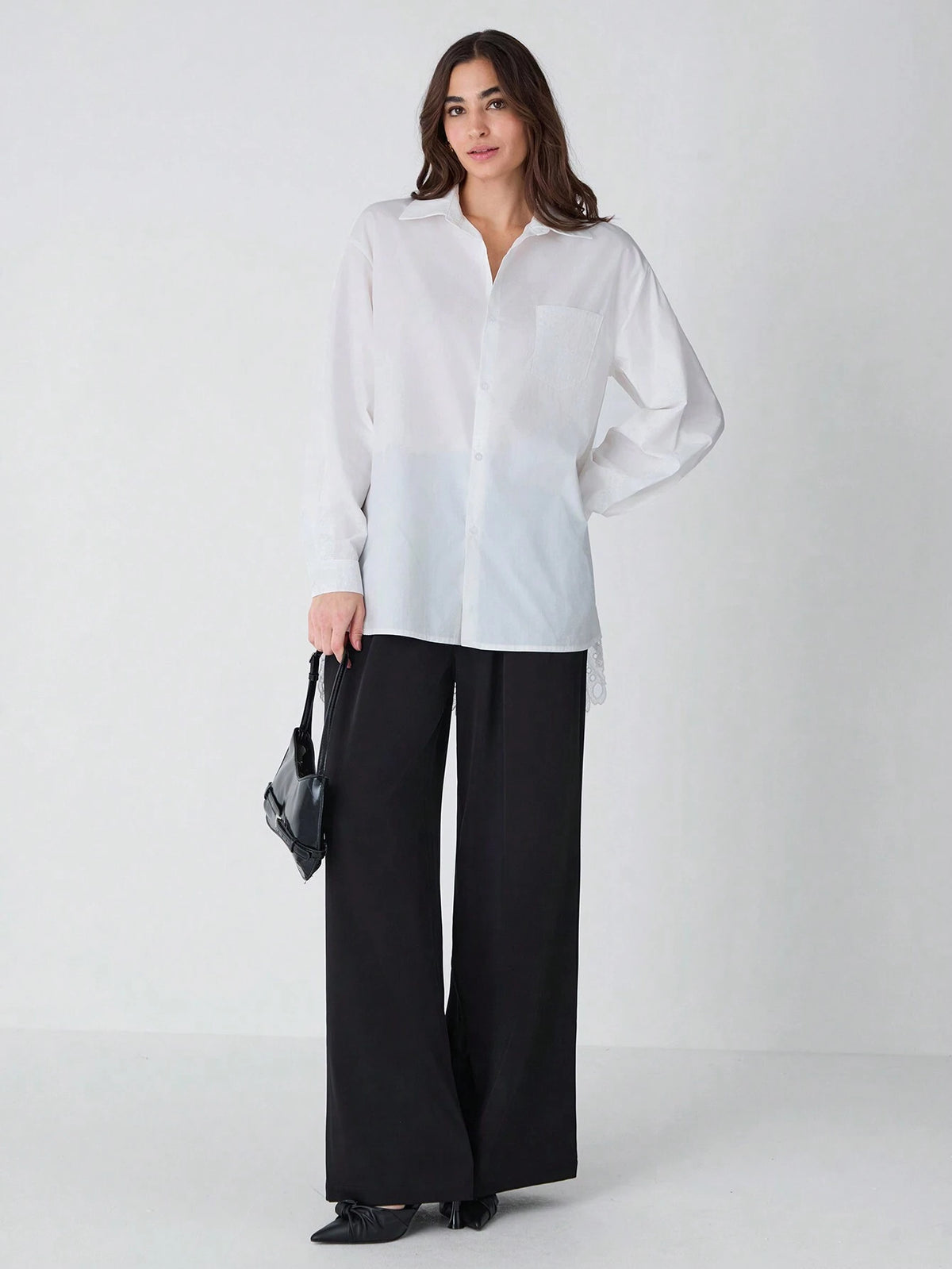 Women's Solid Color Front Button Casual Long Sleeve Hollow Out Vacation Blouse