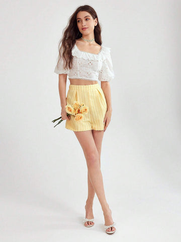 Women's Solid Color Simple Daily Pleated Shorts