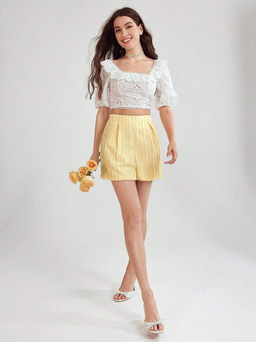 Women's Solid Color Simple Daily Pleated Shorts