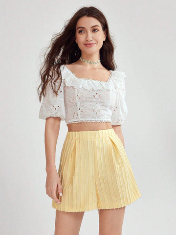 Women's Solid Color Simple Daily Pleated Shorts