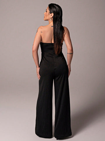 Solid Wide Leg Tube Jumpsuit