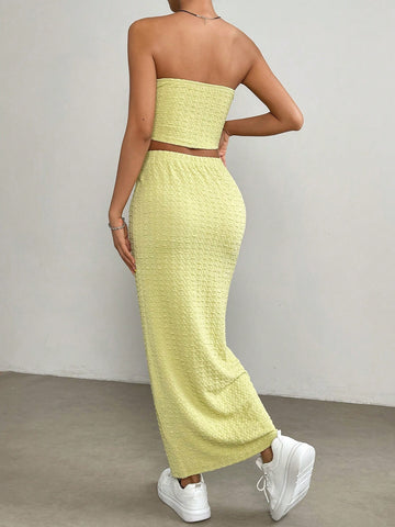 Solid Tube Top & Skirt