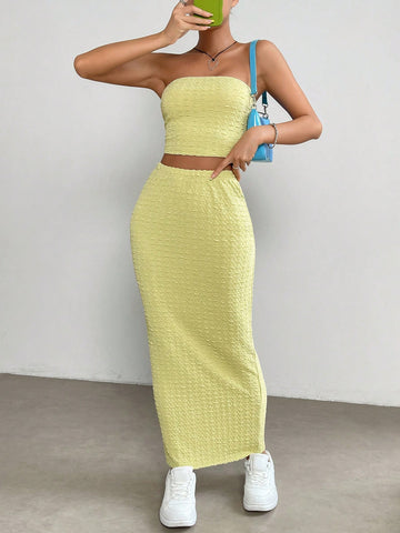 Solid Tube Top & Skirt